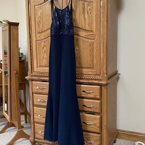 Navy formal with sequin top full length size 10
